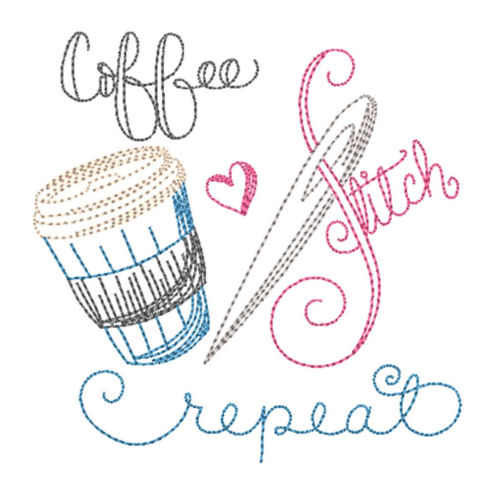 FREE Coffee Stitch Repeat Embroidery Design | Machine Embroidery Designs by JuJu