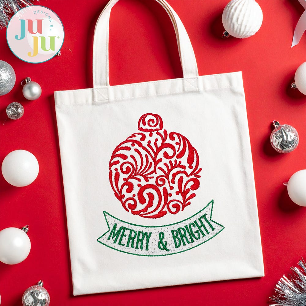 Elegant Swirl Bauble Embroidery Design | Machine Embroidery Designs by JuJu