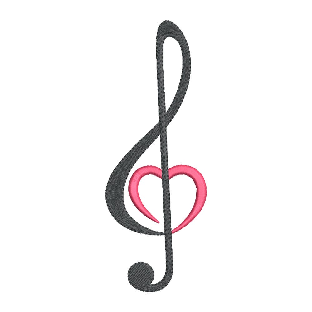 FREE Treble Heart Embroidery Design | Machine Embroidery Designs by JuJu