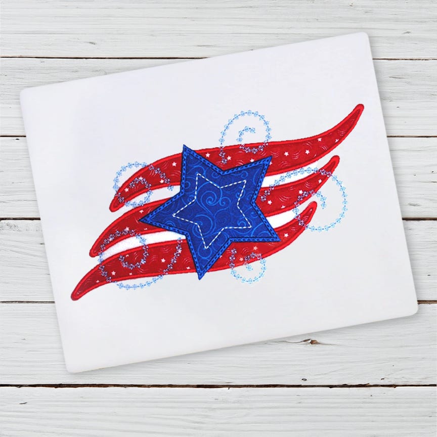 3 Stripes and Star | Machine Embroidery Designs by JuJu