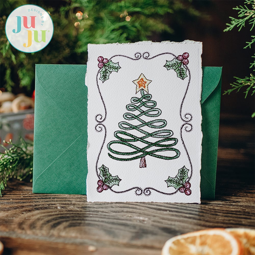 Christmas Greeting Cards Embroidery Set 25 | Machine Embroidery Designs by JuJu