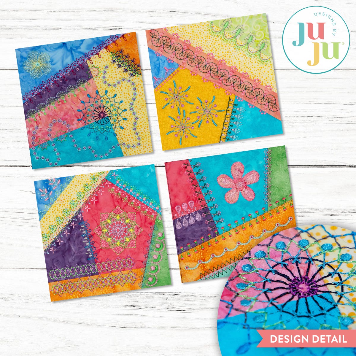 In The Hoop Crazy Patch Blocks Project Series 4 Set 3 | Machine Embroidery Designs by JuJu