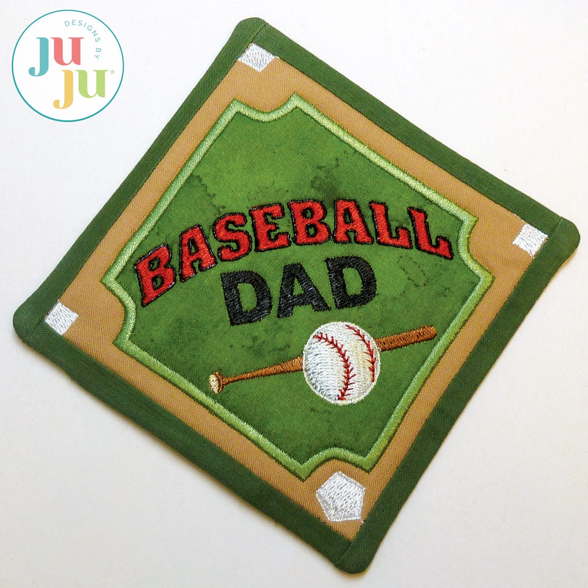 In The Hoop Baseball Coaster Project by Oma's Place | Machine Embroidery Designs by JuJu