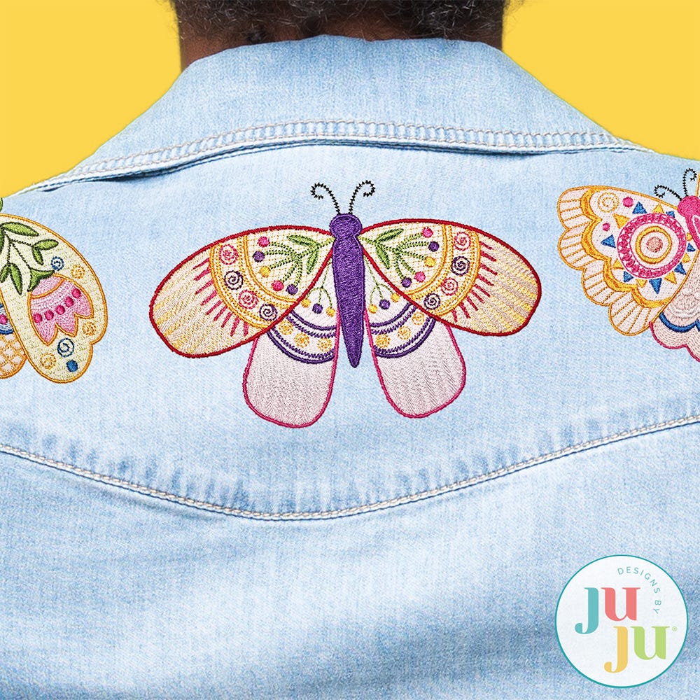                                 Whimsical Floral Butterflies Embroidery Set | Machine Embroidery Designs by JuJu
                            