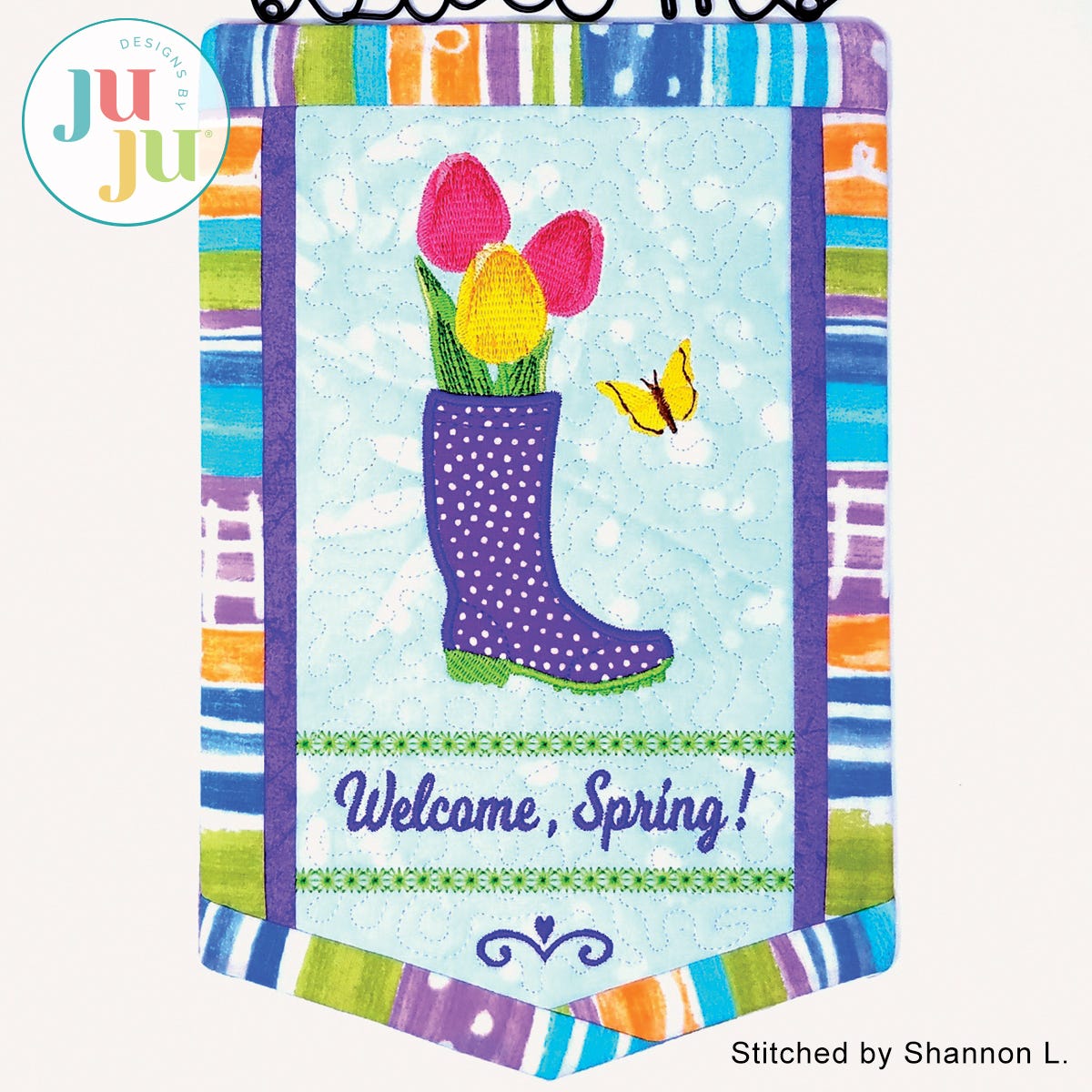Spring Banner by Oma's Place | Machine Embroidery Designs by JuJu