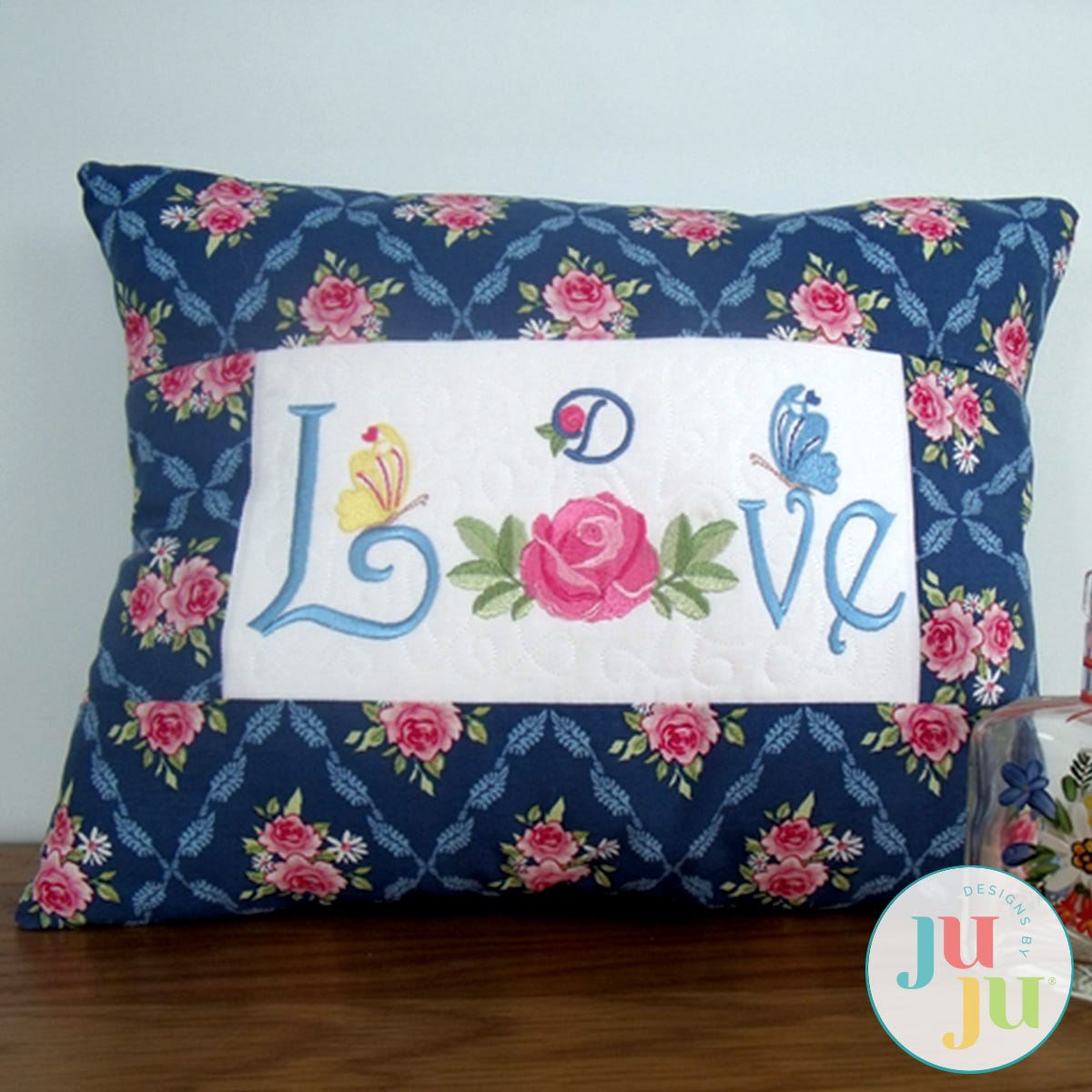 Love Rose Pillow by Oma's Place | Machine Embroidery Designs by JuJu