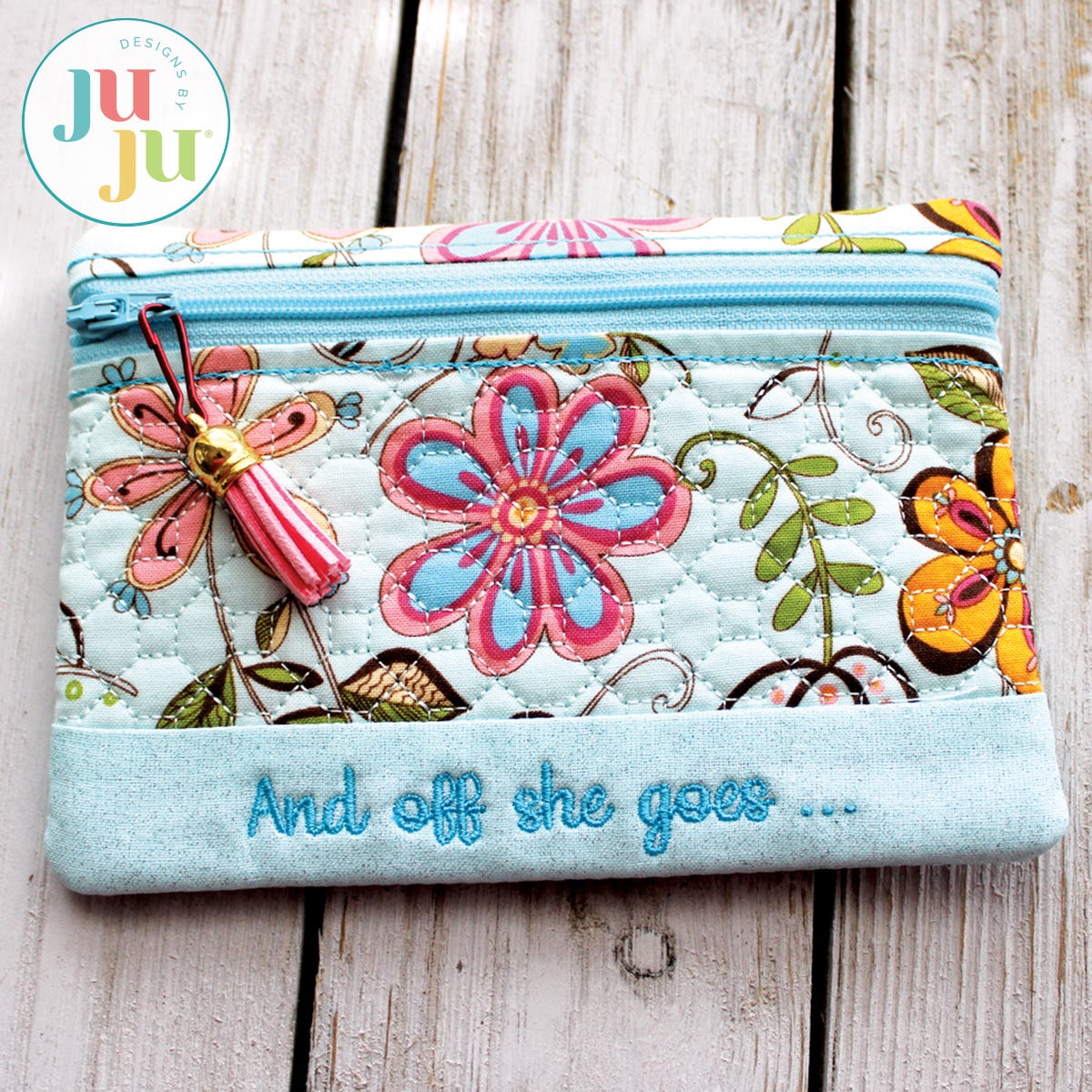 In The Hoop Better Place Zippered Bag Project by Oma's Place | Machine Embroidery Designs by JuJu