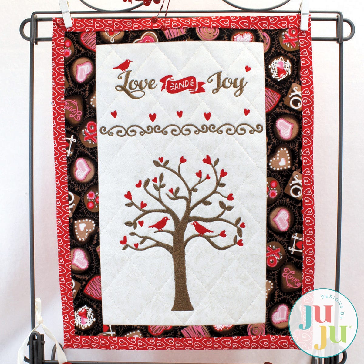 Love Joy Mini Quilt by Oma's Place | Machine Embroidery Designs by JuJu