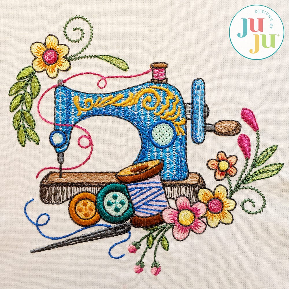 Floral Sewing Machines 1 Embroidery Set | Machine Embroidery Designs by JuJu
