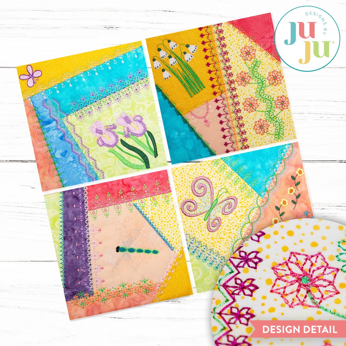 In The Hoop Crazy Patch Blocks Project Series 3 Set 2 | Machine Embroidery Designs by JuJu