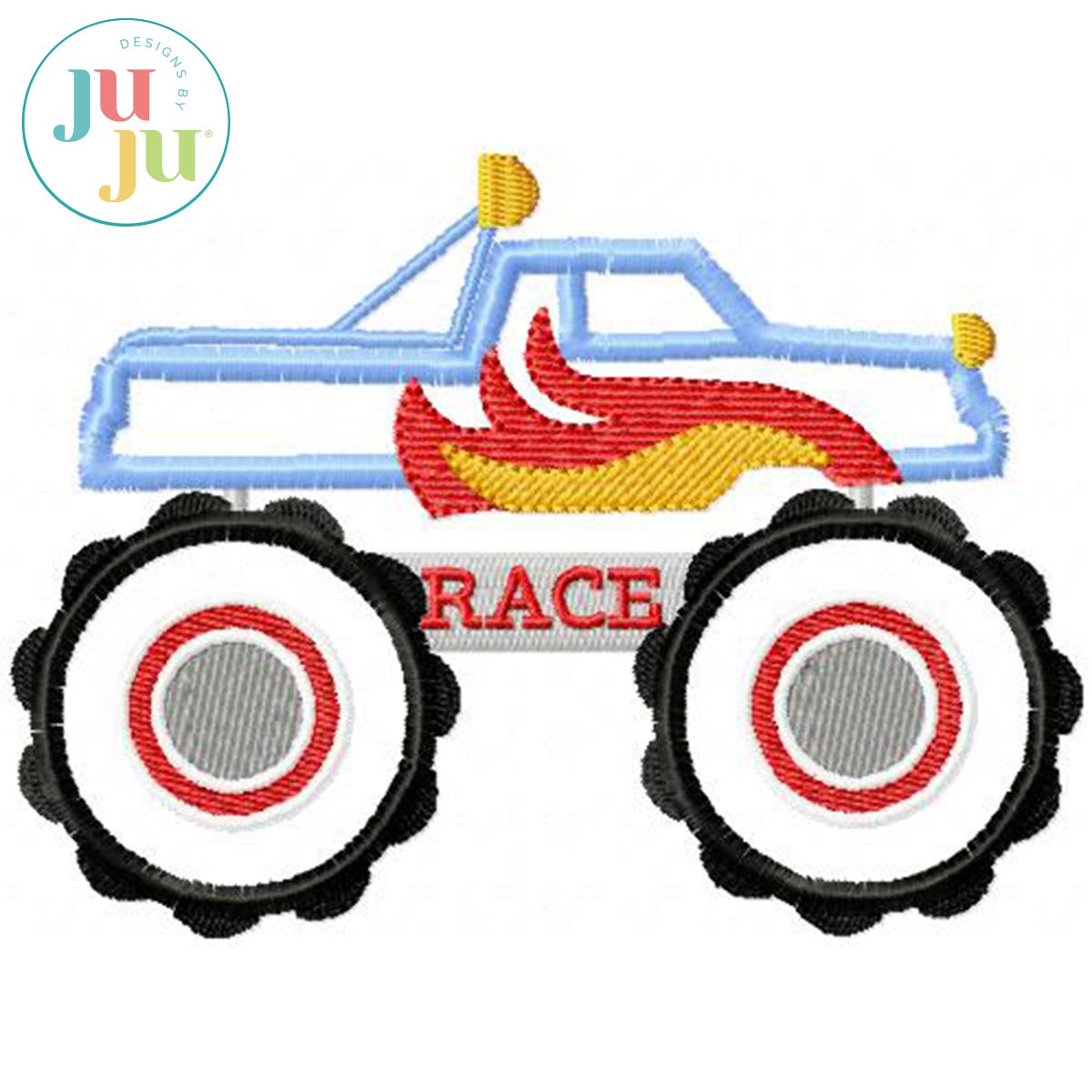 Applique Monster Truck Embroidery Set by Oma's Place | Machine Embroidery Designs by JuJu