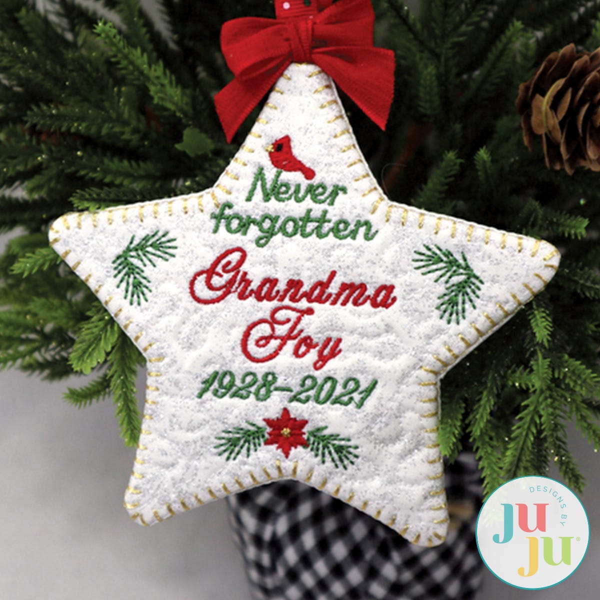 Memorial Star Ornament by Oma's Place | Machine Embroidery Designs by JuJu