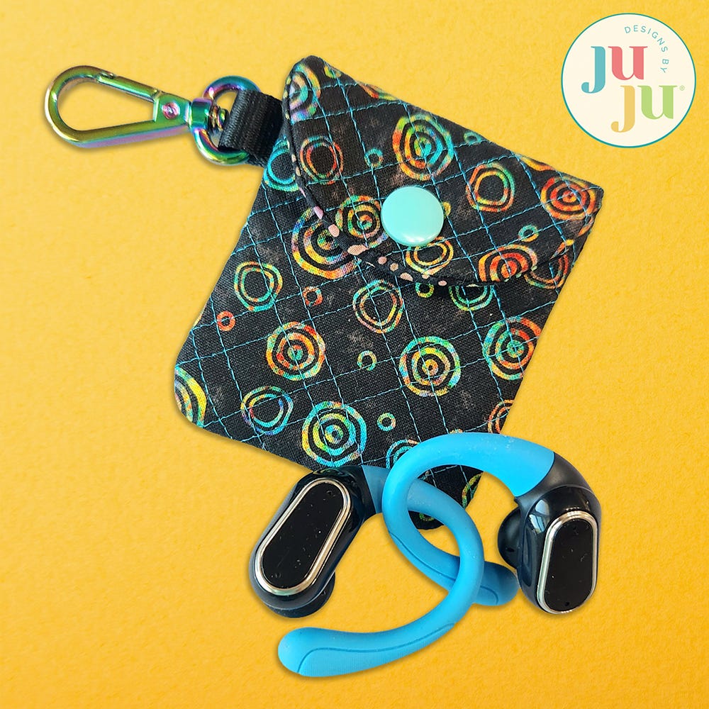 In The Hoop Quilted Earbuds Case Project | Machine Embroidery Designs by JuJu