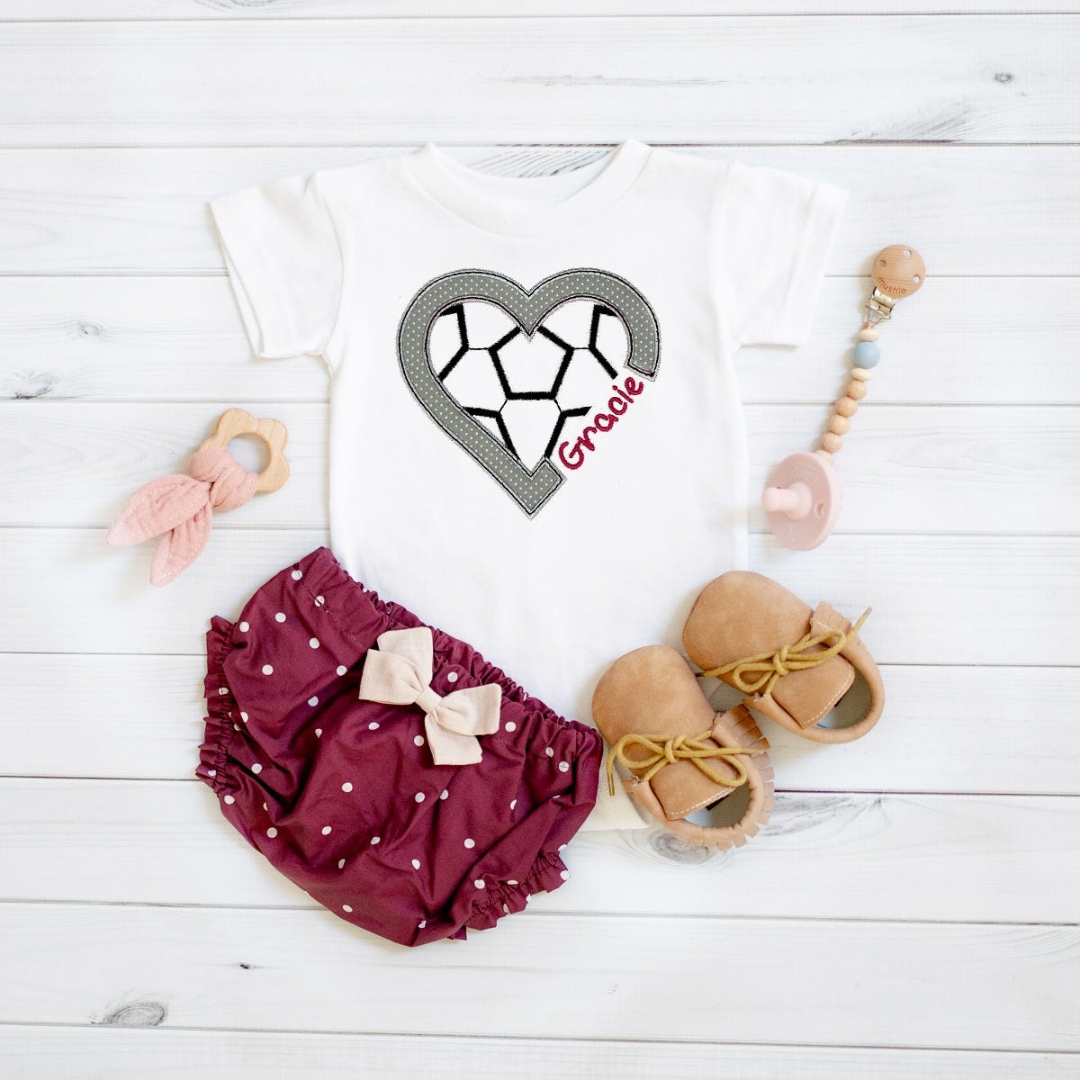 Soccer Ball Heart For Name Applique | Machine Embroidery Designs by JuJu