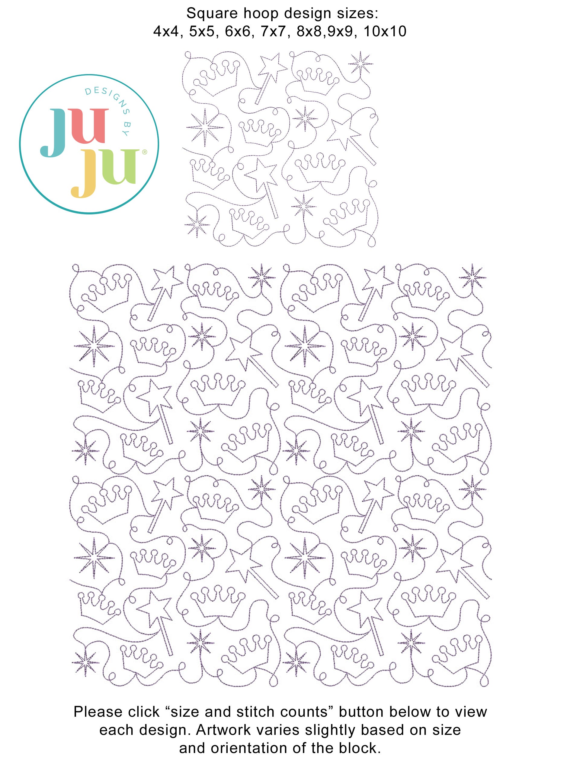 Fairy Princess End-to-End Quilting Design | Machine Embroidery Designs by JuJu