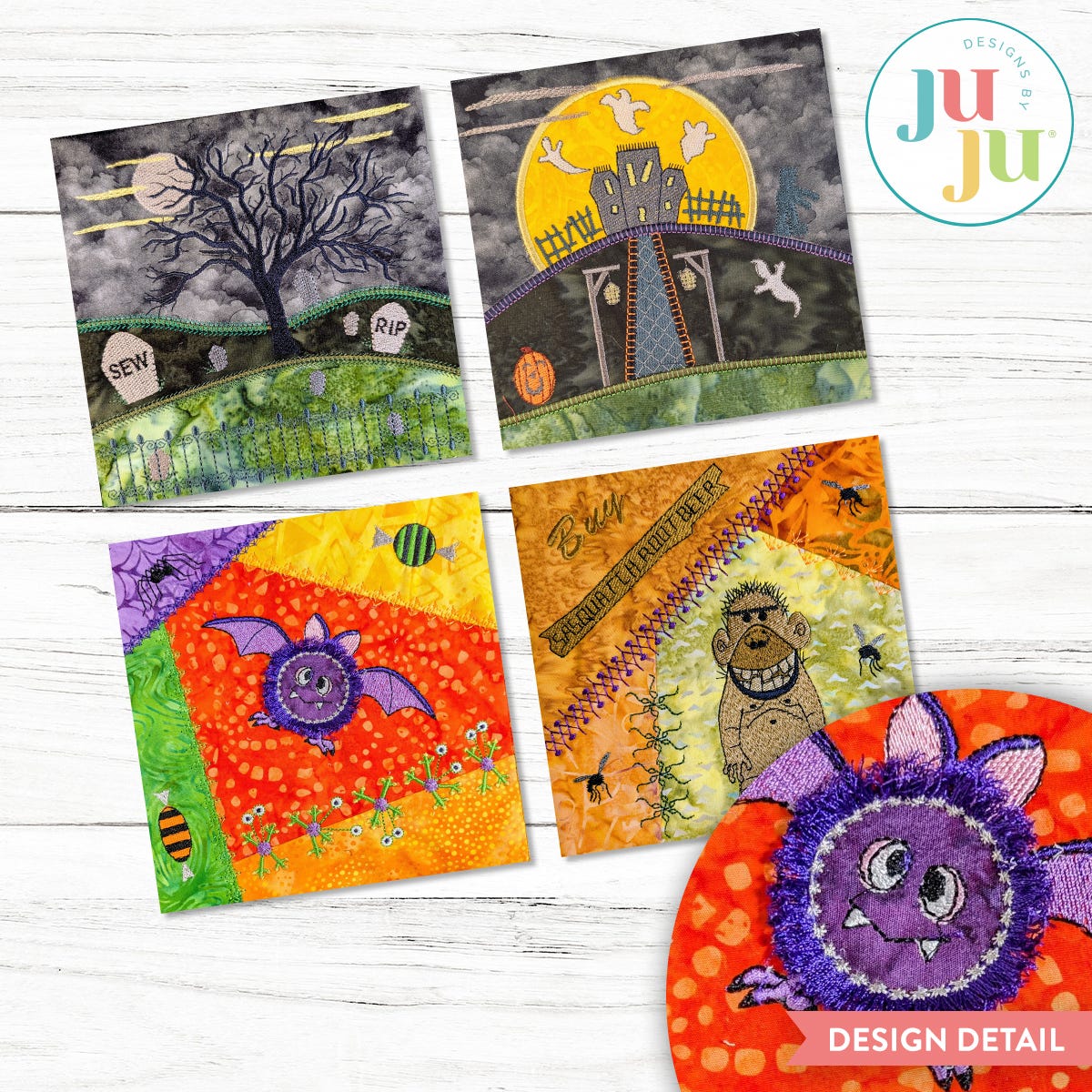 In The Hoop Spooky Crazy Patch Blocks Project Set 2 | Machine Embroidery Designs by JuJu