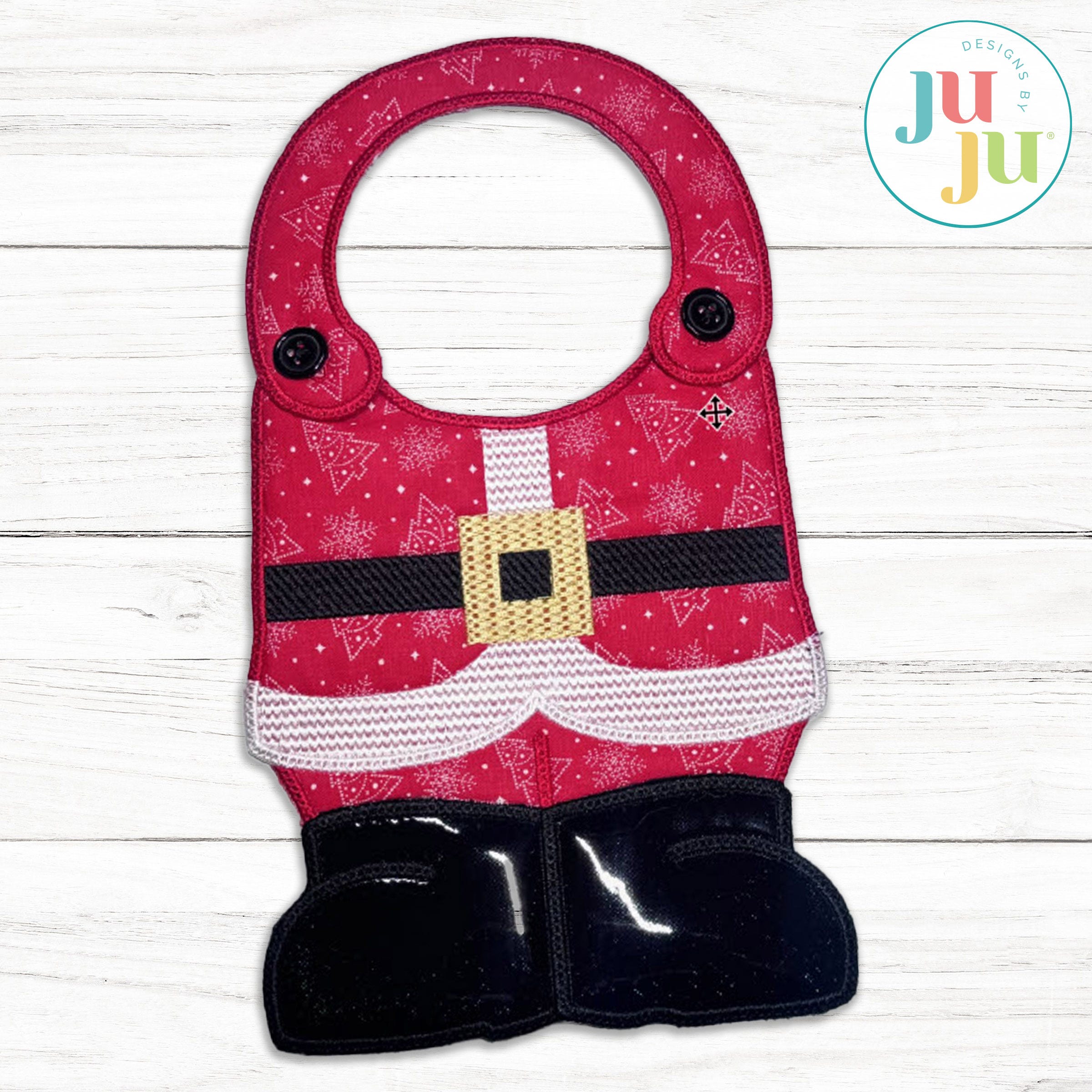 In The Hoop Santa Suit Christmas Baby Bib Project | Machine Embroidery Designs by JuJu