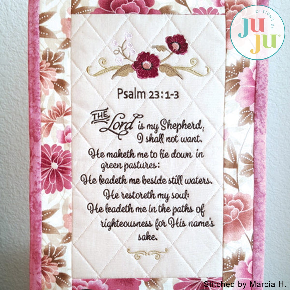 Psalm 23 Mini Quilt by Oma's Place | Machine Embroidery Designs by JuJu