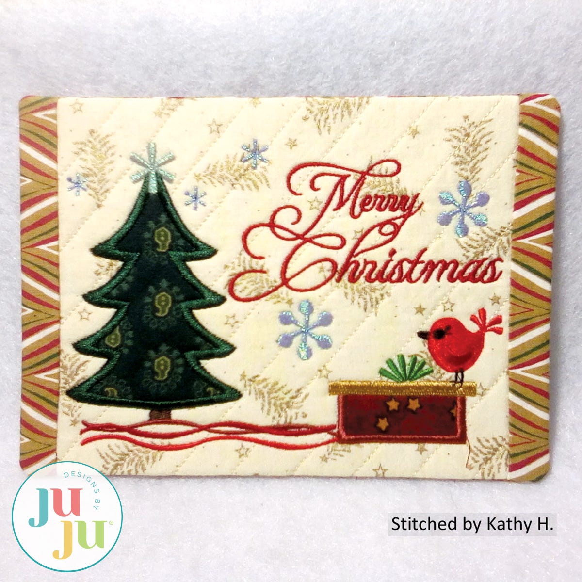 Merry Christmas Mug Rug by Oma's Place | Machine Embroidery Designs by JuJu