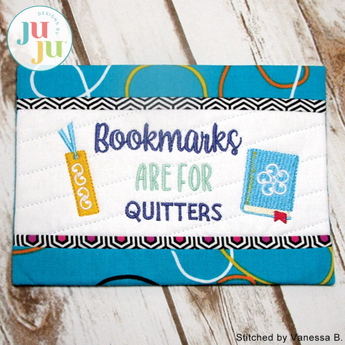 In The Hoop Bookmarks Mug Rug Project by Oma's Place | Machine Embroidery Designs by JuJu