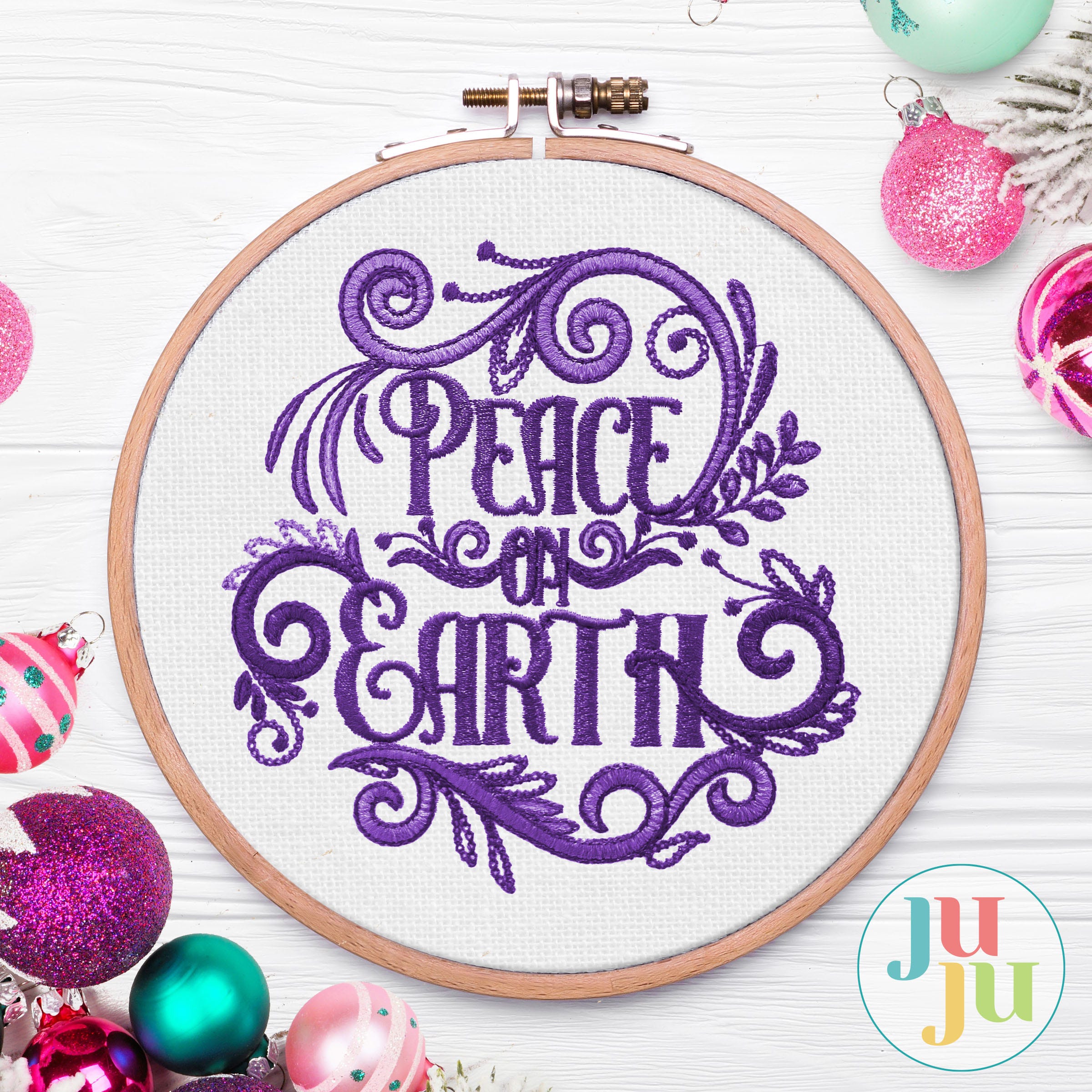 Yuletide Elegance 1 Word Art Christmas Embroidery Set | Machine Embroidery Designs by JuJu