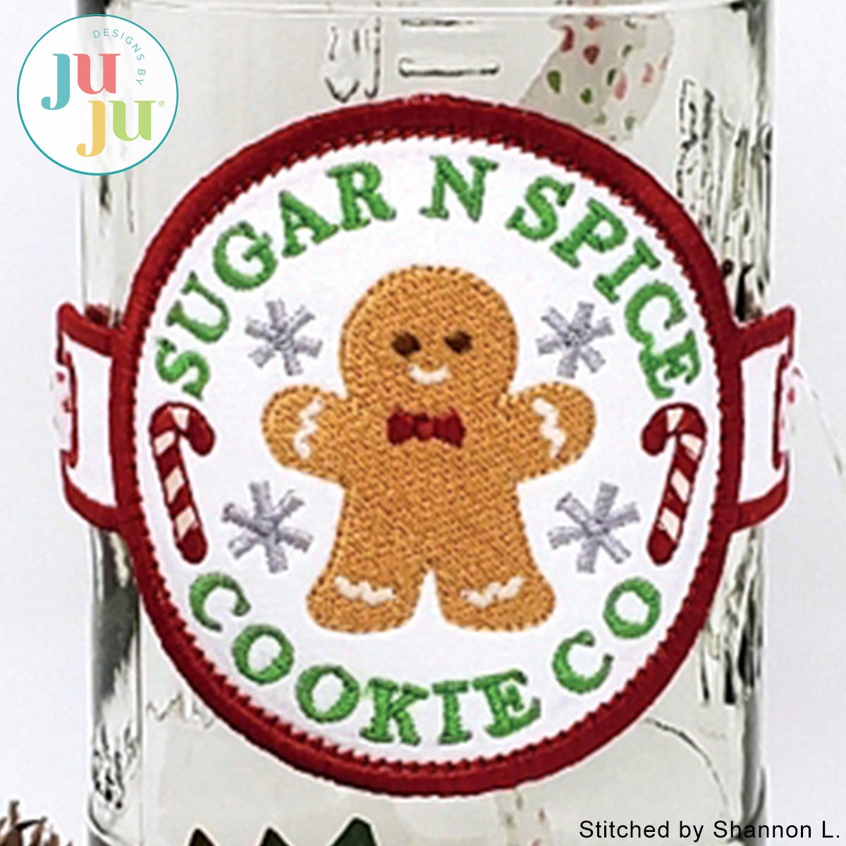 In The Hoop Gingerbread Jar Hugger Project by Oma's Place | Machine Embroidery Designs by JuJu