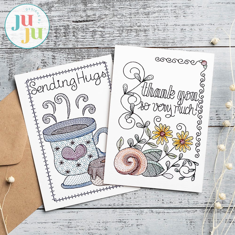 All Occasions Greeting Cards Embroidery Set 7 | Machine Embroidery Designs by JuJu