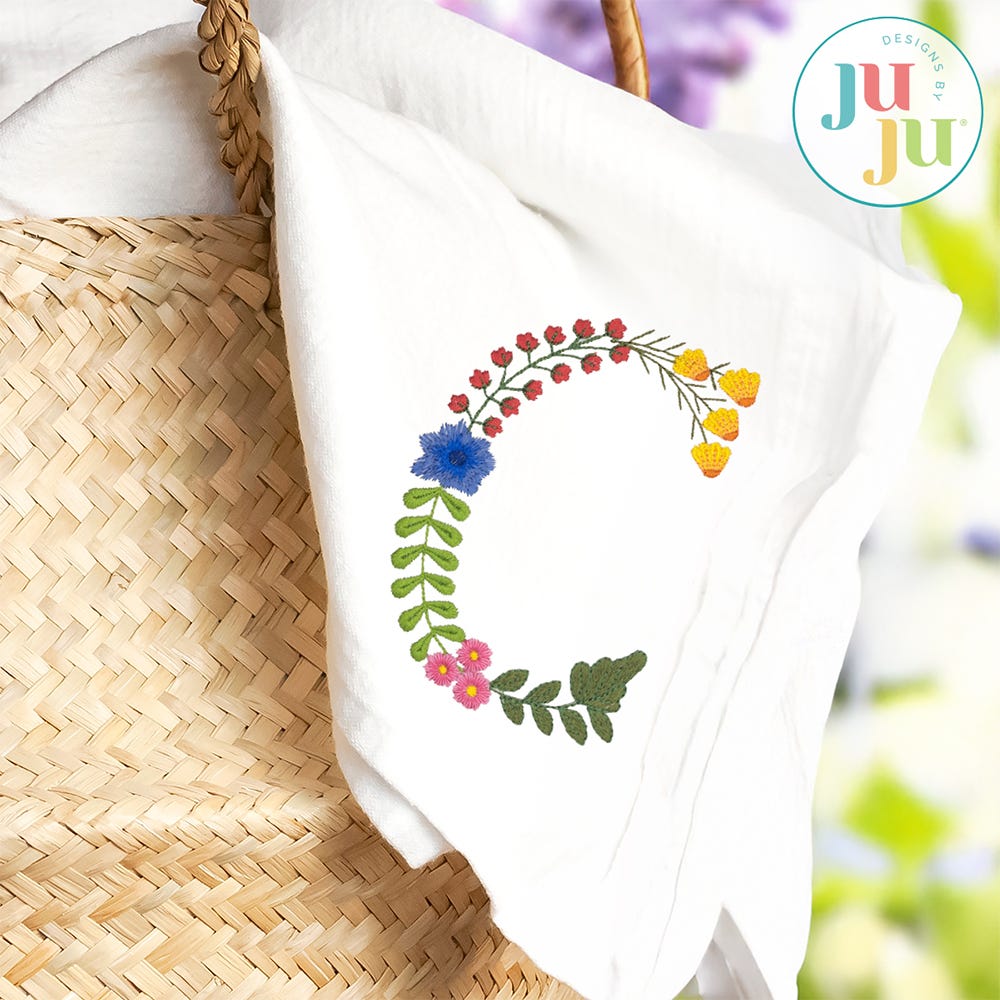 Garden Heirloom Floral Monogram Embroidery Font | Machine Embroidery Designs by JuJu