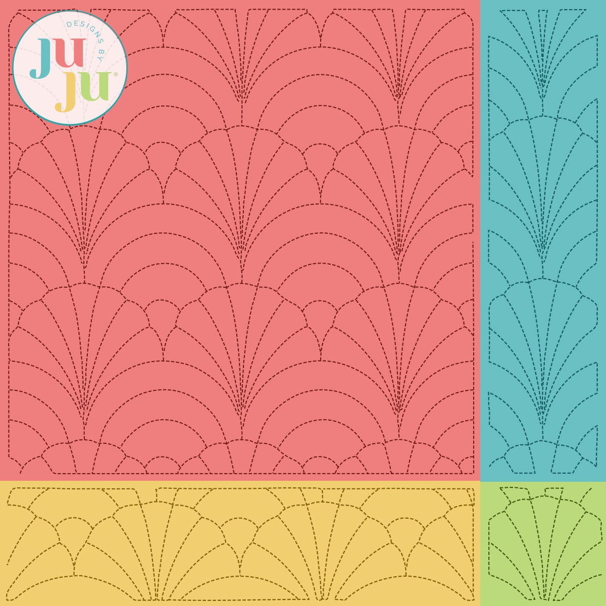 Scallop Clamshell Quilting Backdrops Design | Machine Embroidery Designs by JuJu