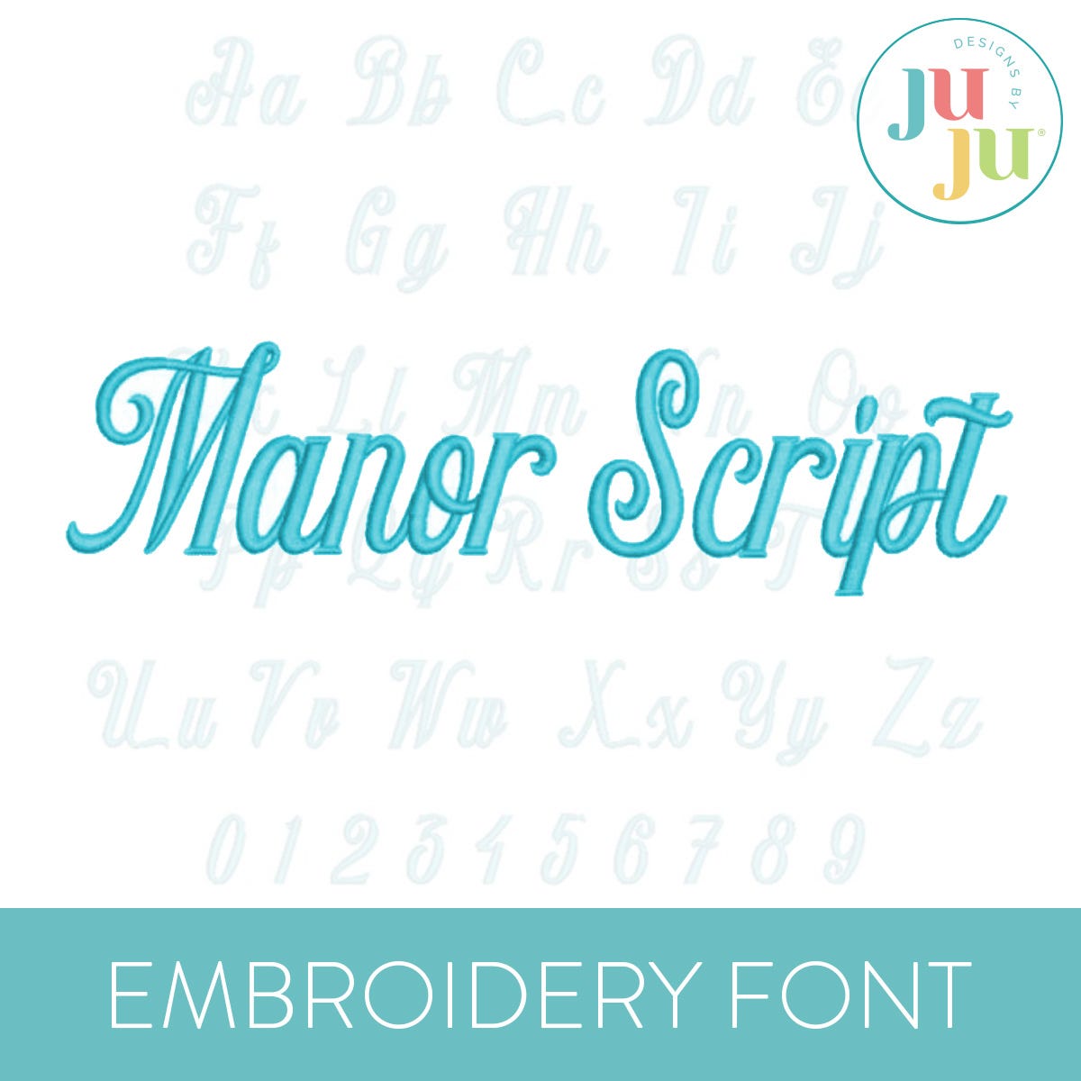 Manor Script Satin Stitch Embroidery Font | Machine Embroidery Designs by JuJu