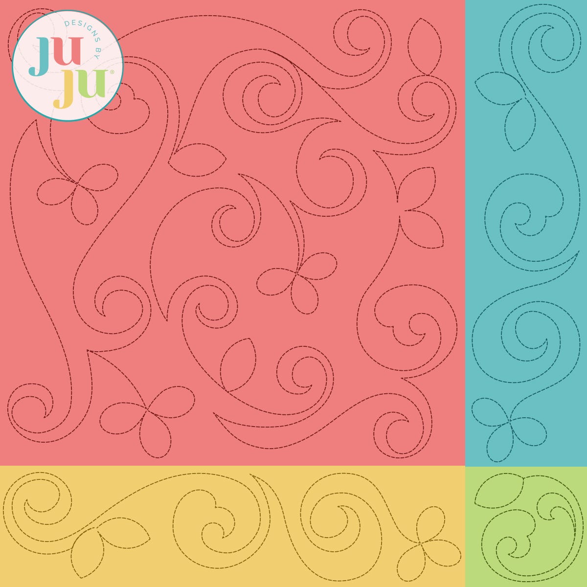 Leafy Swirls Quilting Backdrops Design | Machine Embroidery Designs by JuJu