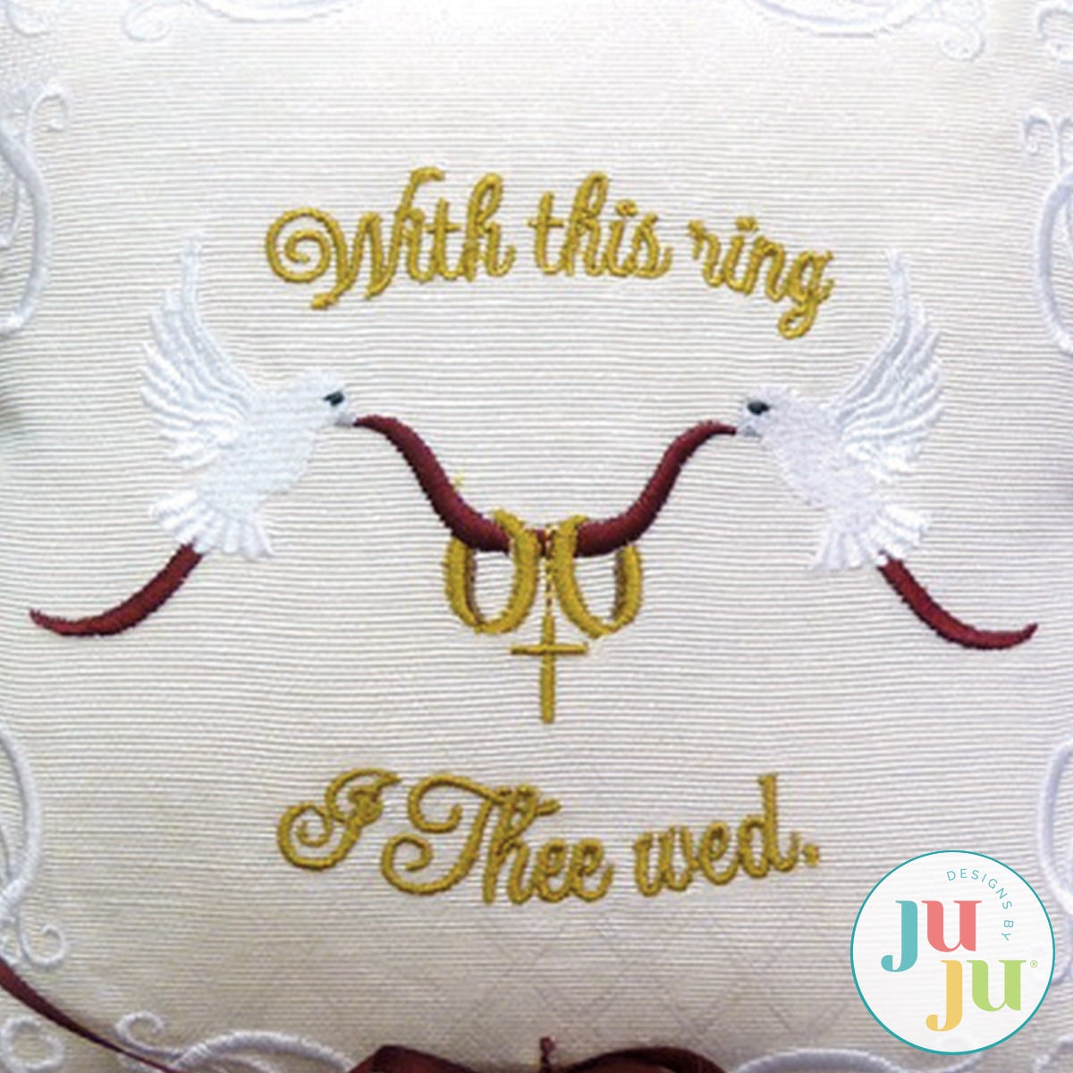 Doves Ringbearer Pillow by Oma's Place | Machine Embroidery Designs by JuJu