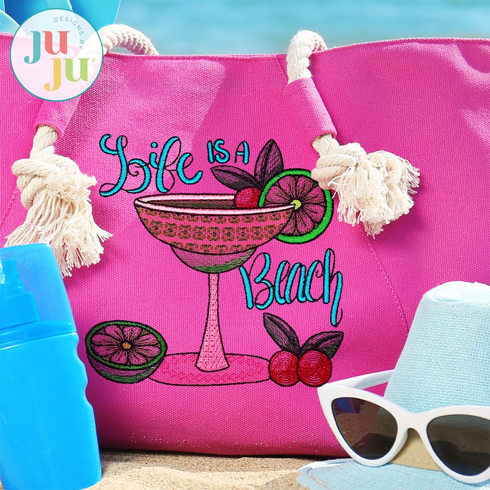 Life's A Beach Embroidery Design | Machine Embroidery Designs by JuJu