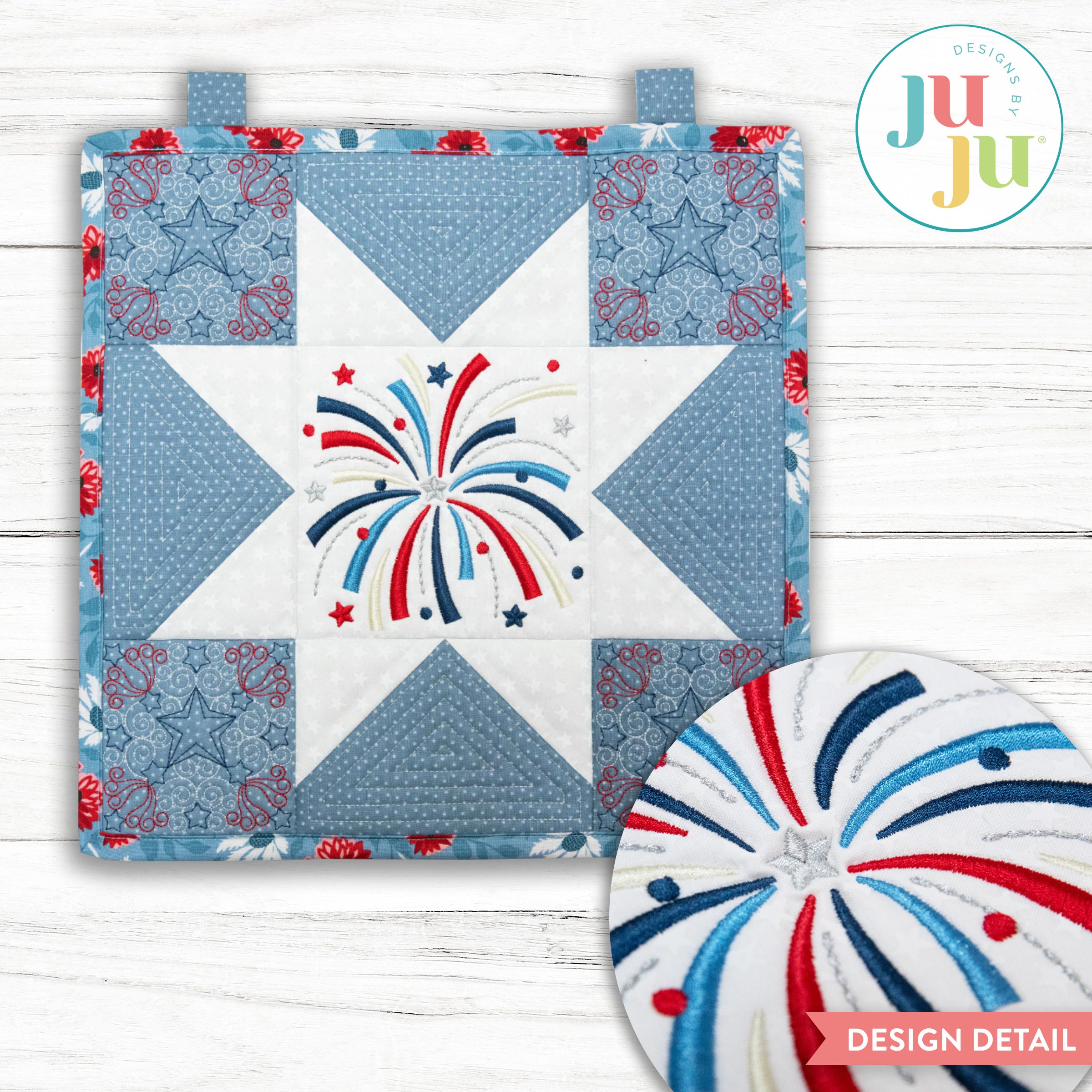 In The Hoop Patriotic Mini Quilt Project | Machine Embroidery Designs by JuJu