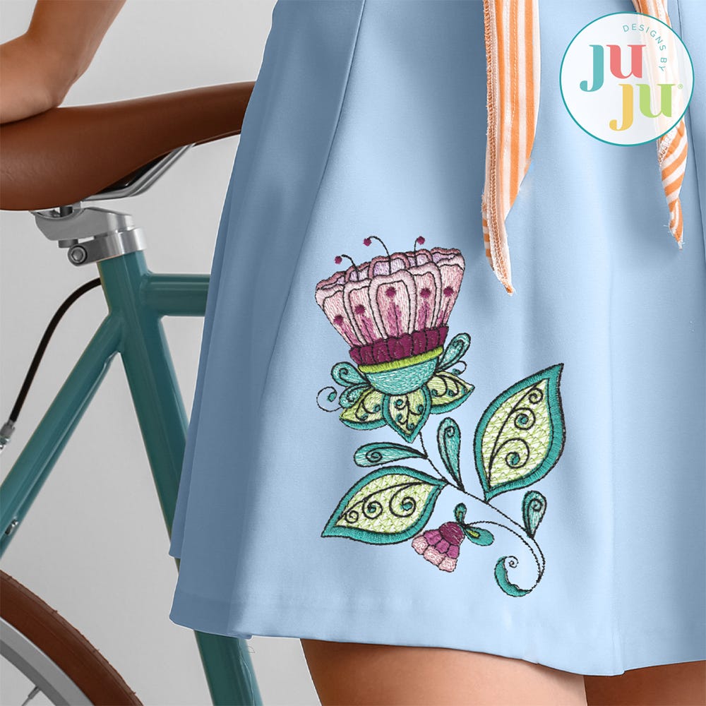 Jacobean Flower 3 Embroidery Design | Machine Embroidery Designs by JuJu