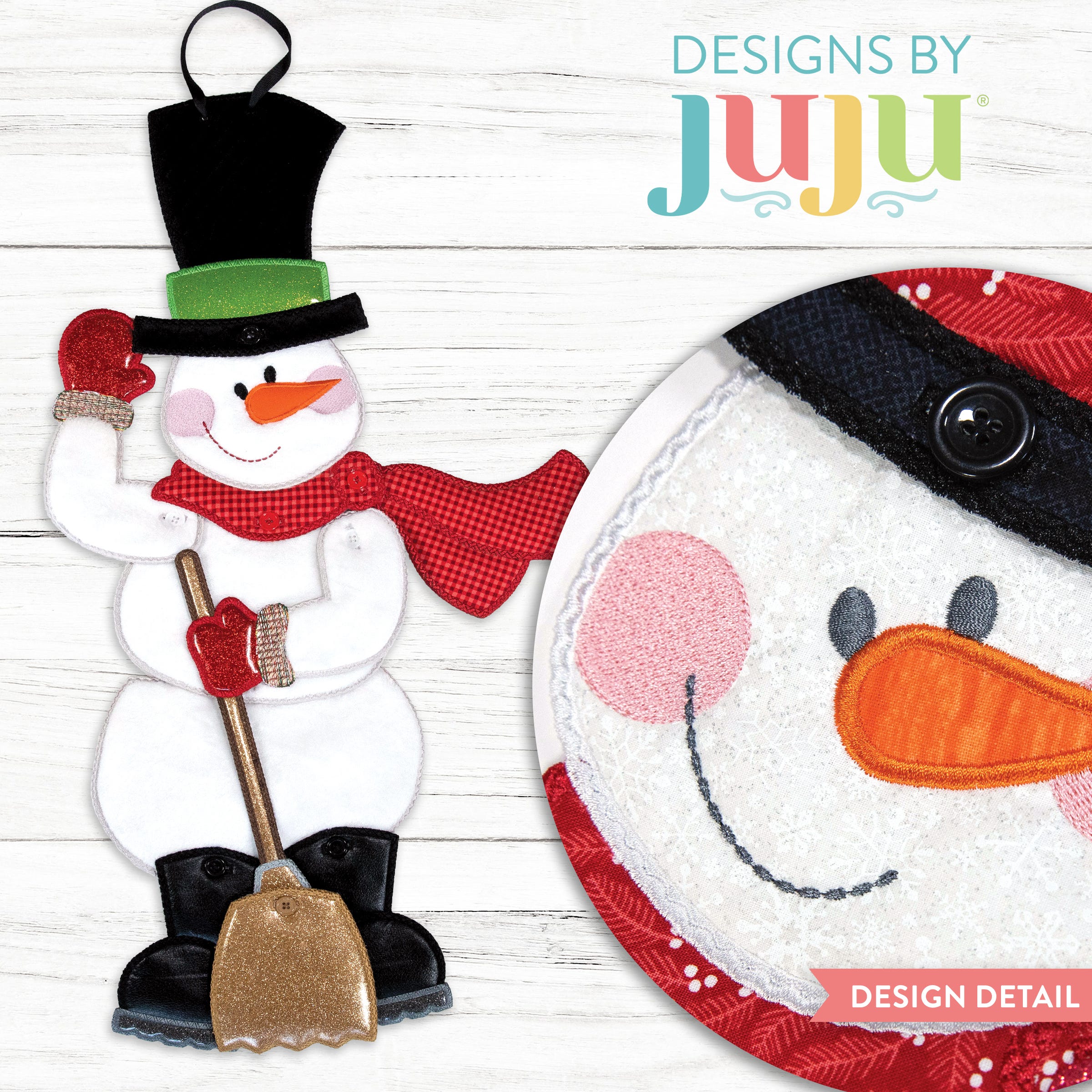                                 In The Hoop Snowman Wall Hanging Christmas Decoration | Machine Embroidery Designs by JuJu
                            