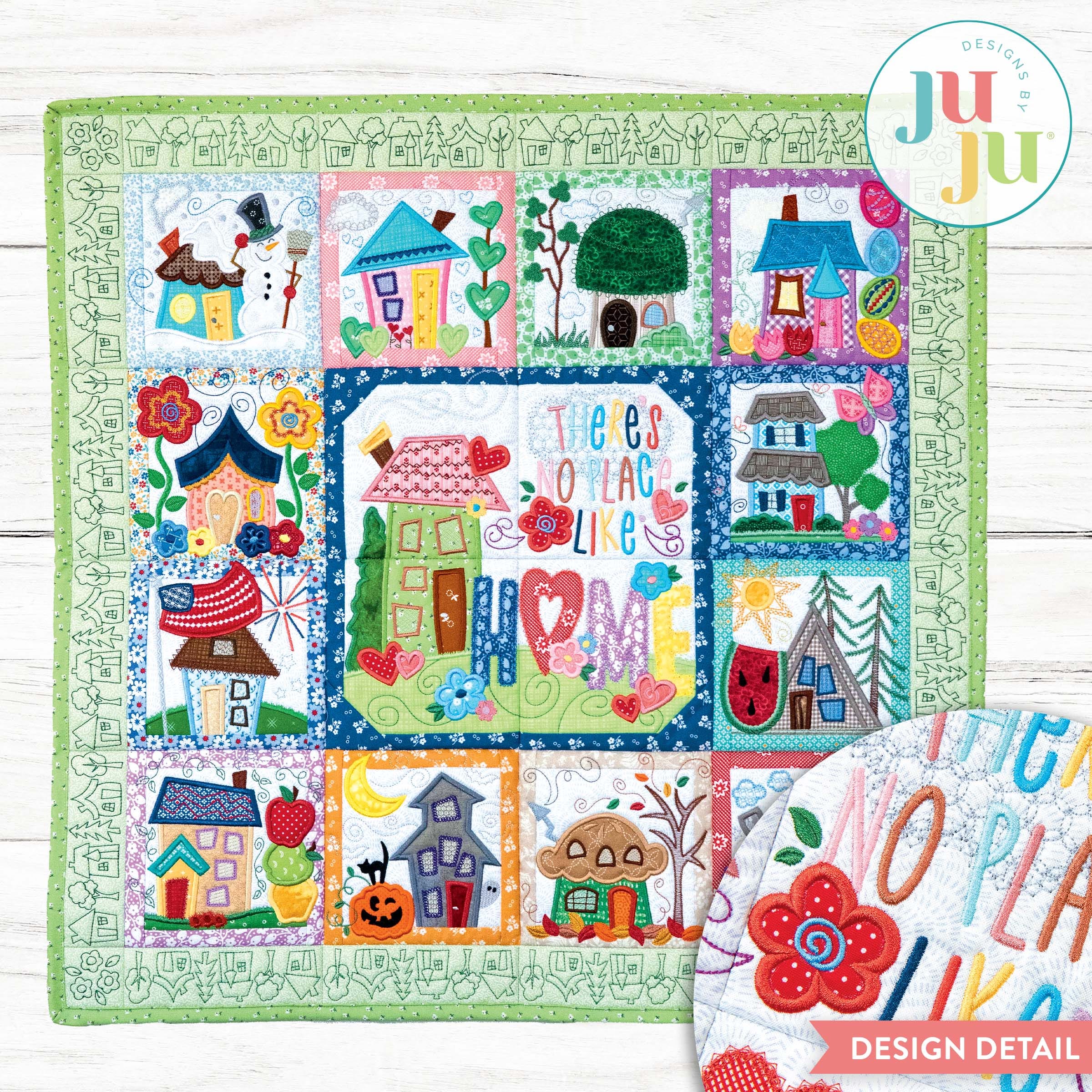 In The Hoop There's No Place Like Home Wall Hanging Project | Machine Embroidery Designs by JuJu