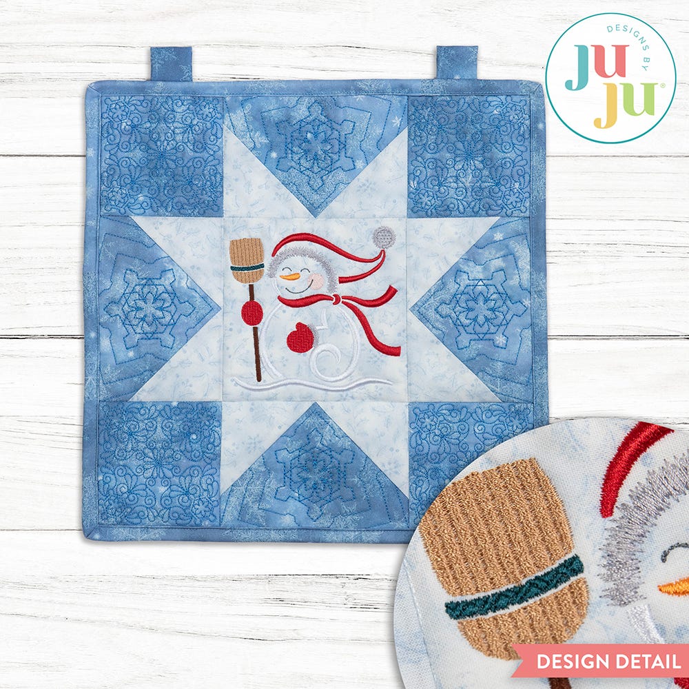 In The Hoop Snowman Mini Quilt Project | Machine Embroidery Designs by JuJu