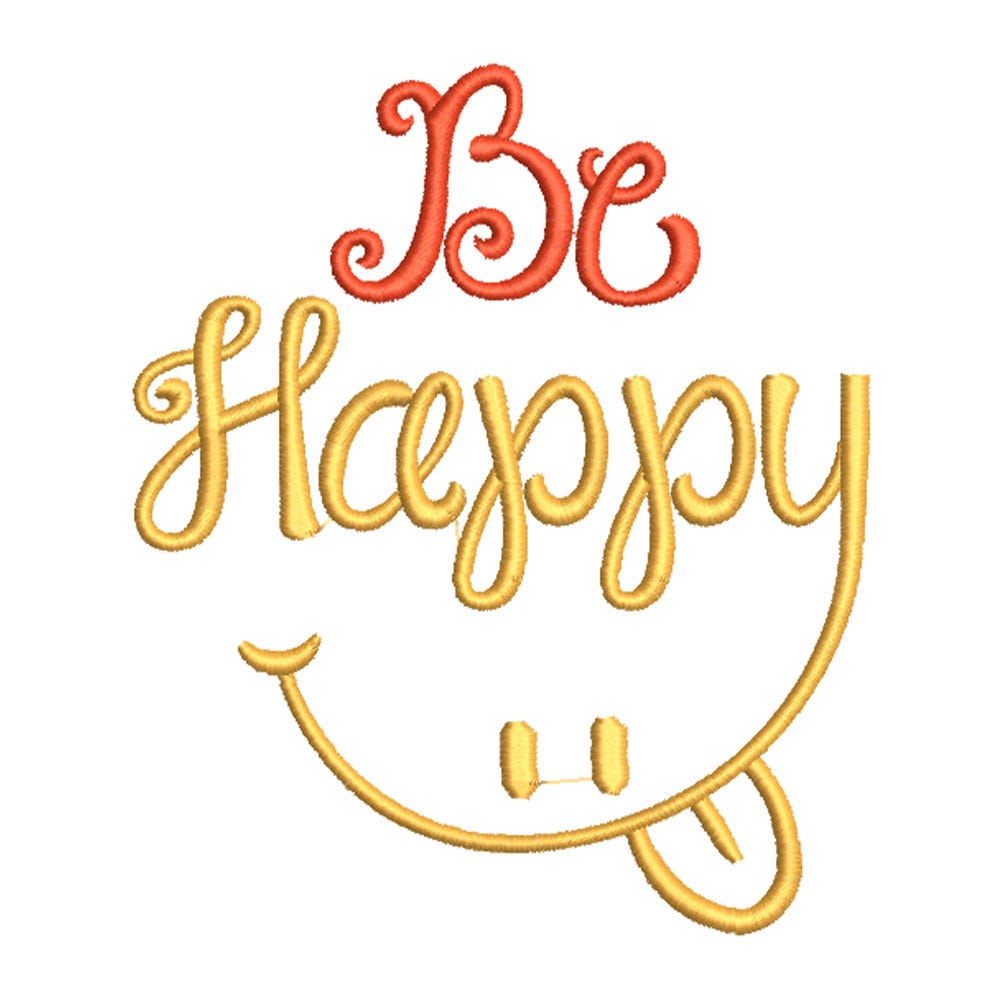 FREE Be Happy Embroidery Design | Machine Embroidery Designs by JuJu