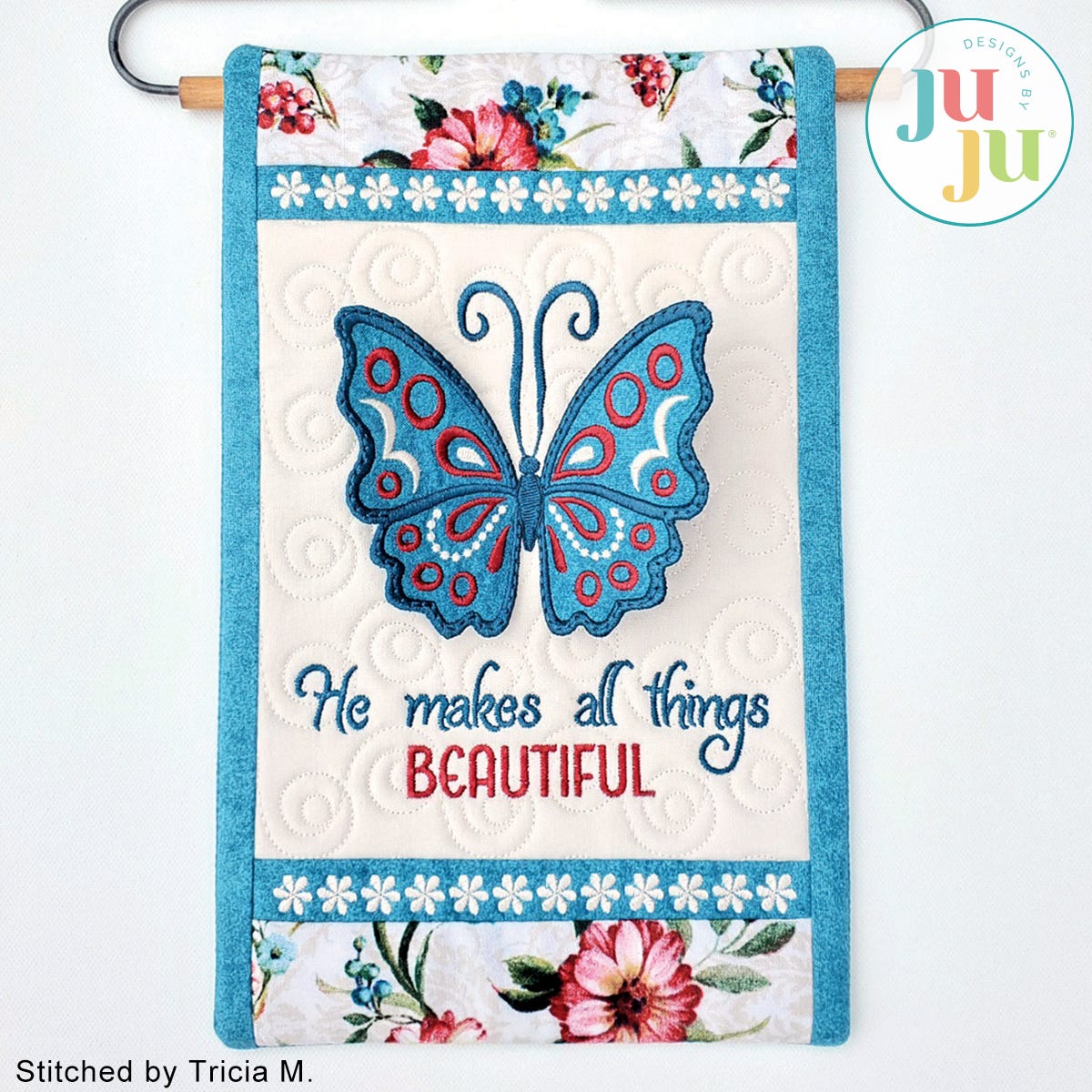 Butterfly Mini Quilt by Oma's Place | Machine Embroidery Designs by JuJu