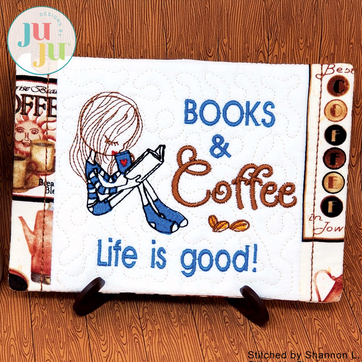 In The Hoop Books Mug Rug Project by Oma's Place | Machine Embroidery Designs by JuJu