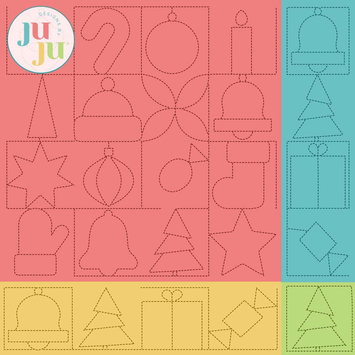 Geometric Christmas Quilting Backdrops Design | Machine Embroidery Designs by JuJu