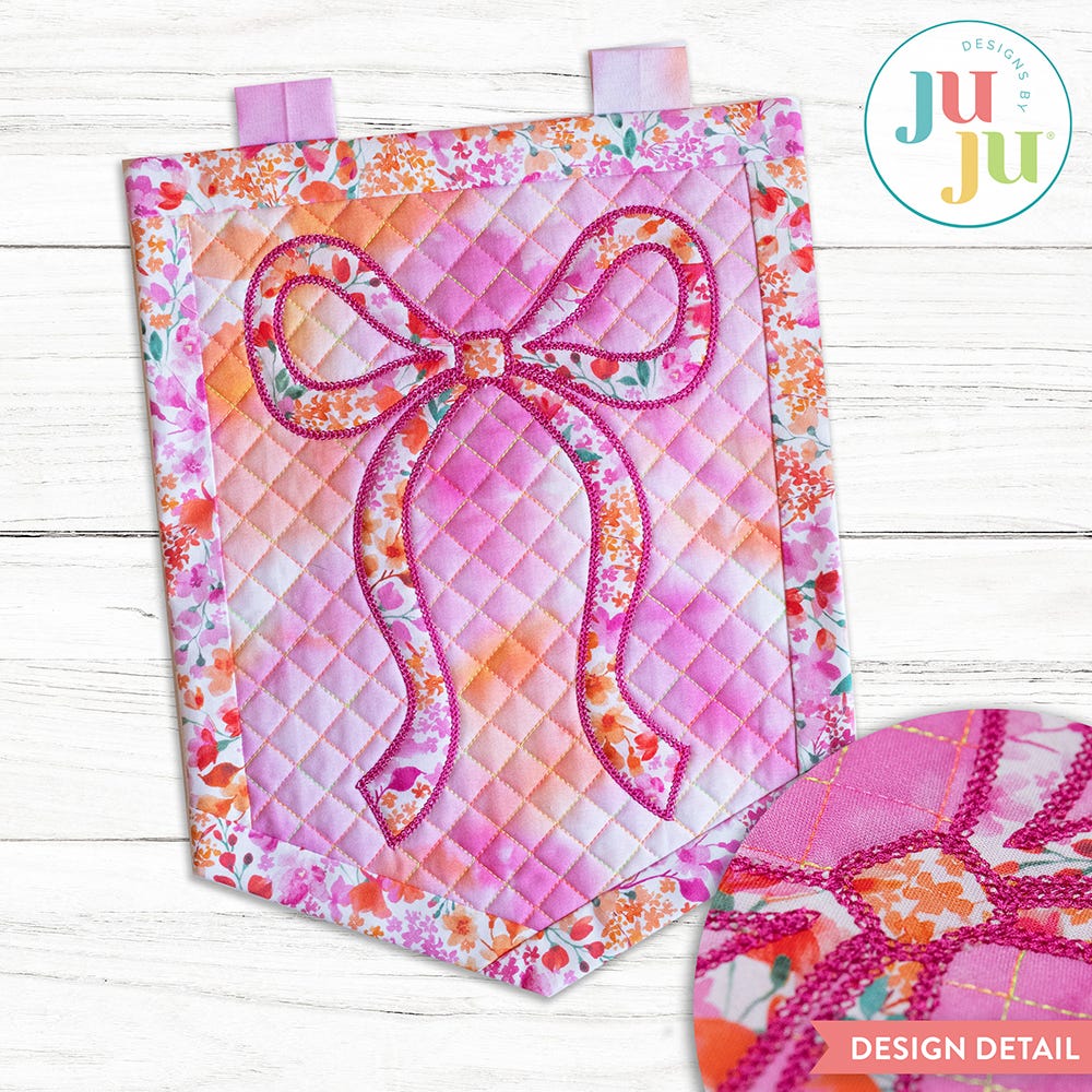 In The Hoop Sweet Bow 1 Wall Hanging Project | Machine Embroidery Designs by JuJu
