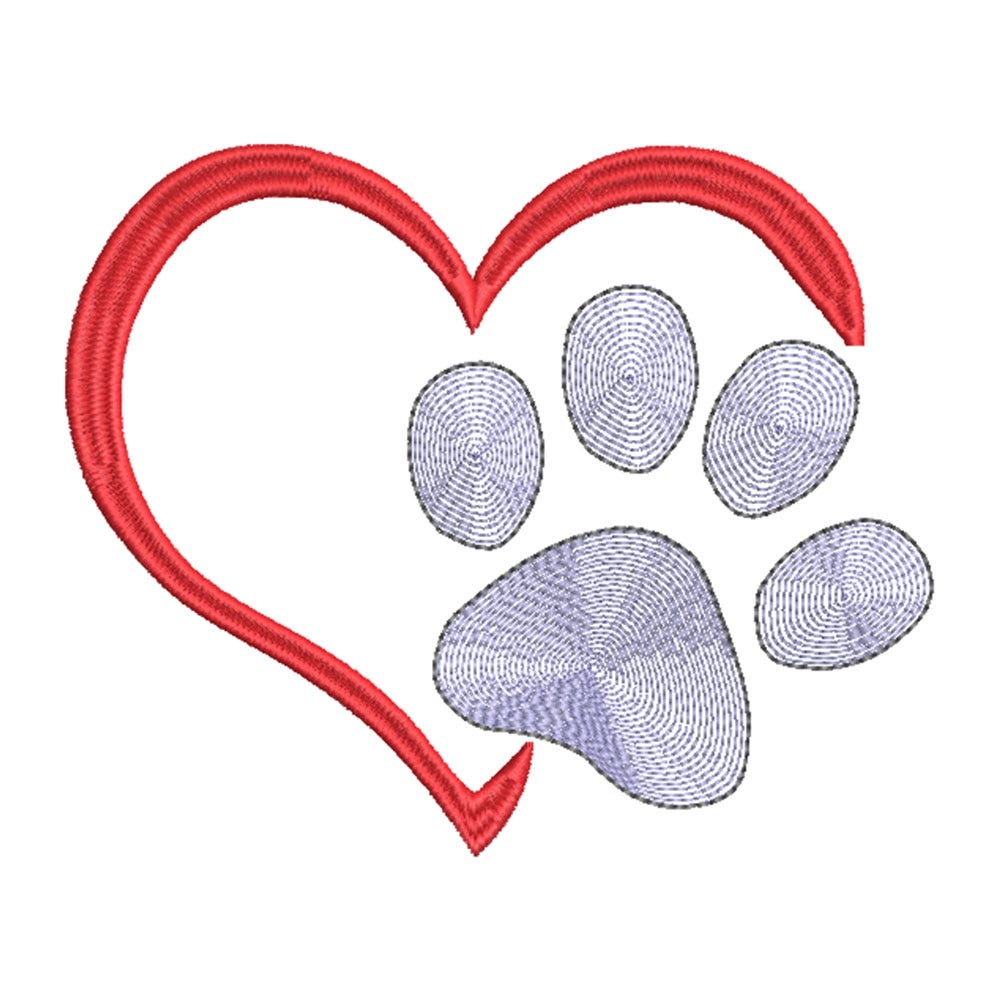FREE Heart Spiral Paw Print Embroidery Design | Machine Embroidery Designs by JuJu