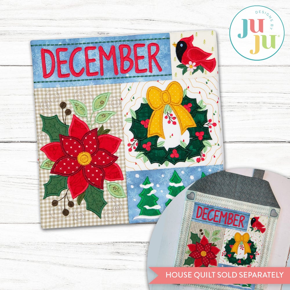 In The Hoop December Winter Mini Sampler Quilt Project | Machine Embroidery Designs by JuJu