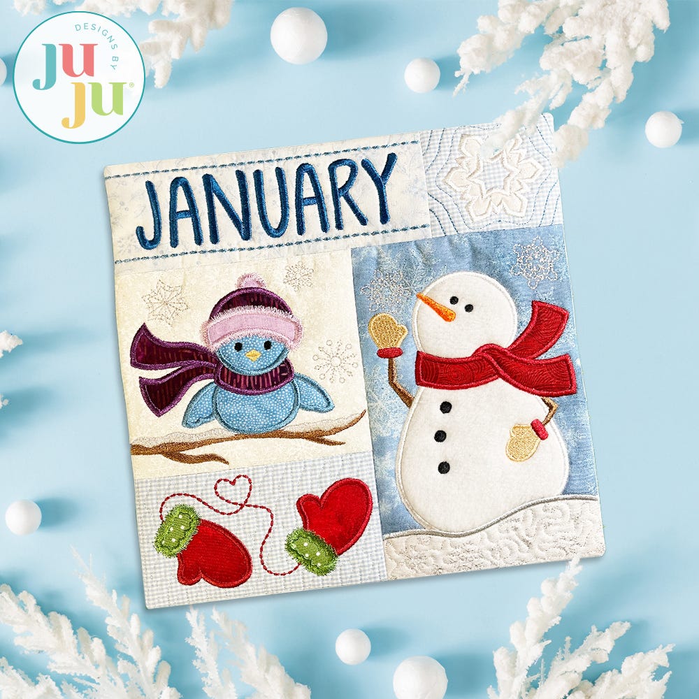 In The Hoop January Mini Sampler Quilt Project | Machine Embroidery Designs by JuJu