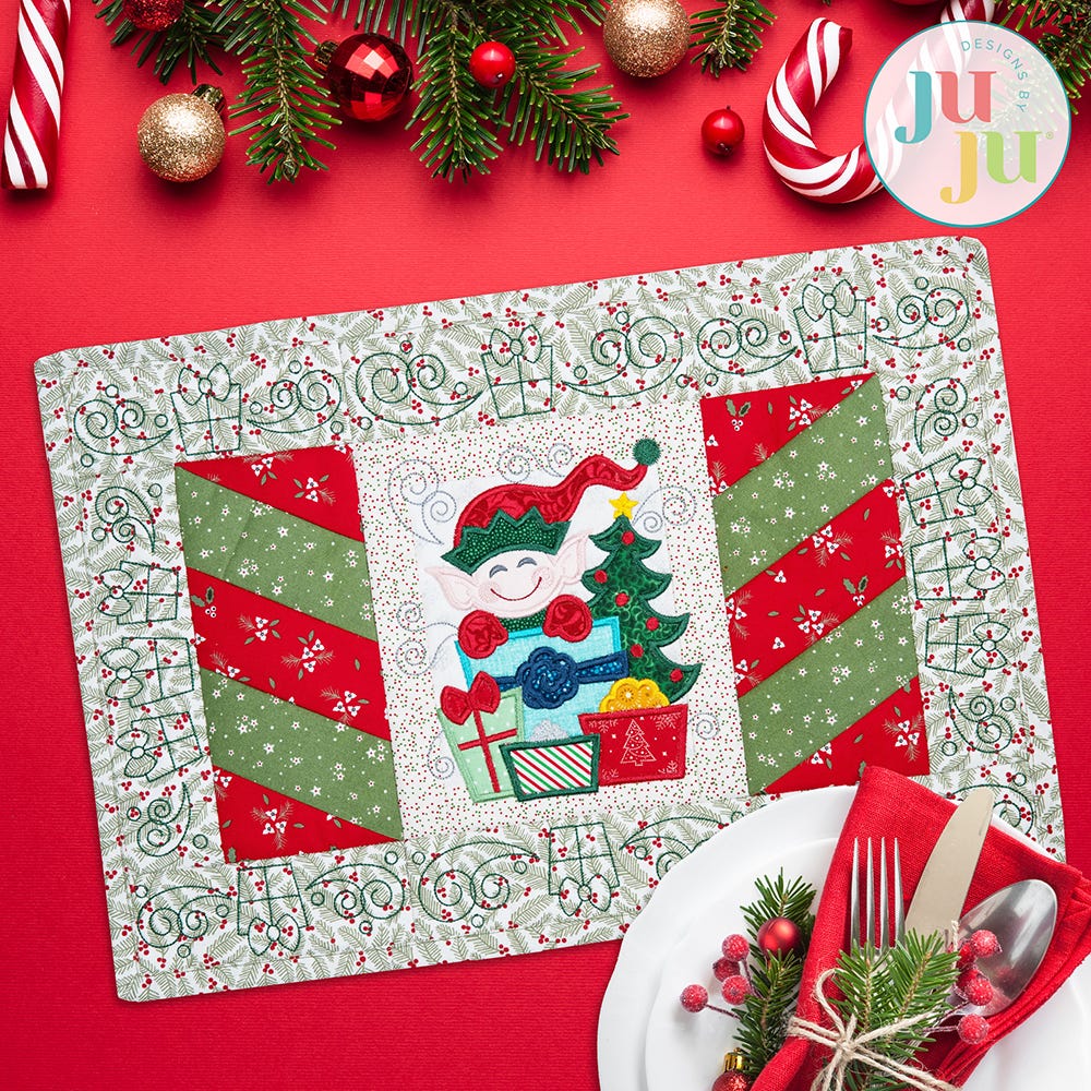In The Hoop Modular Elf Placemat Project | Machine Embroidery Designs by JuJu
