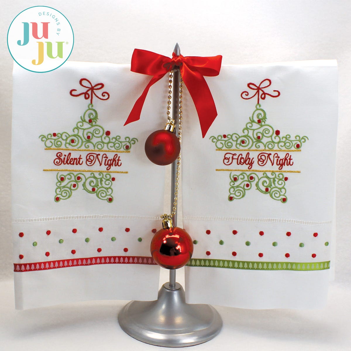Split Christmas Ornaments by Oma's Place | Machine Embroidery Designs by JuJu