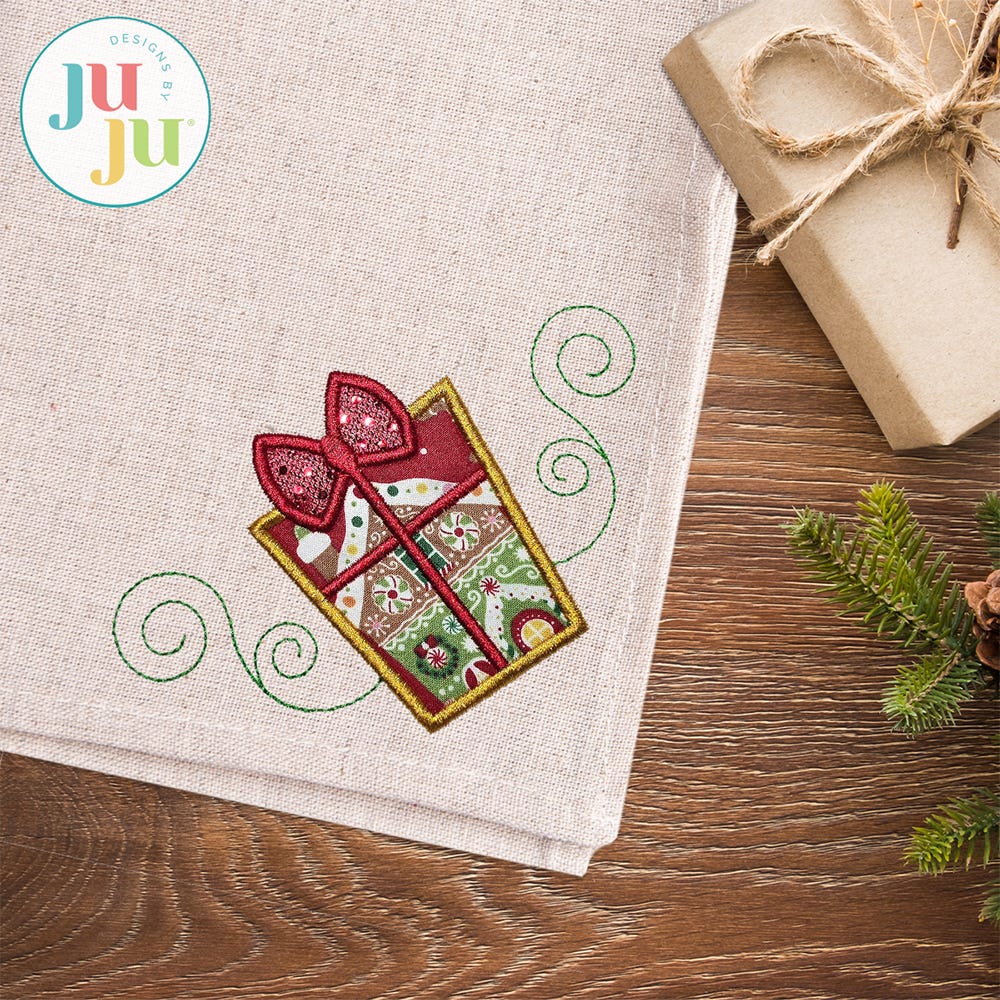 Gift Corner Embroidery Design | Machine Embroidery Designs by JuJu