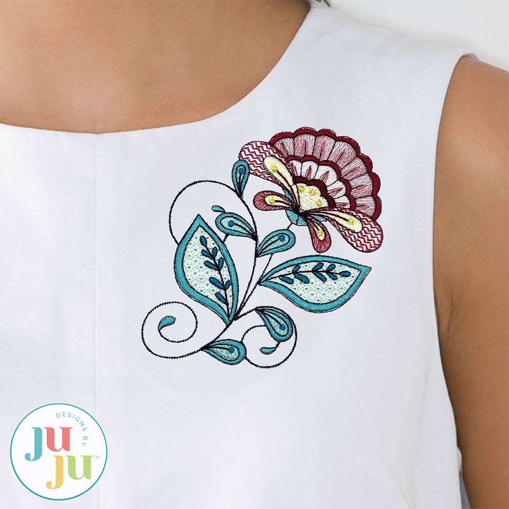 Jacobean Flower 2 Embroidery Design | Machine Embroidery Designs by JuJu